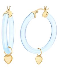 Gold & Honey - Heart Charm Hoop Earrings - Lyst