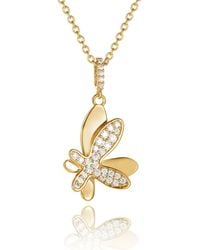 Classicharms - Pavé Diamond Butterfly Pendant Necklace - Lyst