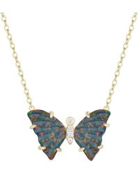 KAMARIA - Opal Butterfly Necklace With Prongs - Lyst