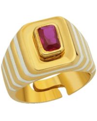 LINYA JEWELLERY - Octagon Claret Stone Enamel Signet Ring Sterling - Lyst