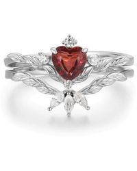 Azura Jewelry New York - Flaming Heart Mozambique Garnet Vermeil Ring Set - Lyst