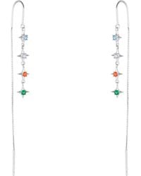 Spero London - Multicolour Star Drop Sterling Chain Threader Earrings - Lyst