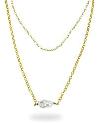 LINYA JEWELLERY - Double Chain Pearl Necklace - Lyst