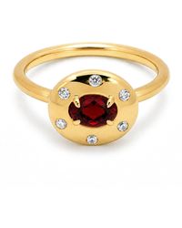 Belinda Jewelz - Garnet Oval Birthstone & Accent Stone Ring - Lyst