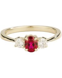Juvetti - Boble Ruby Oval & Diamond Three-Stone Ring - Lyst