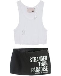 Come on - Stranger Leather Mini Skirt With Hell T-Shirt Outfit - Lyst