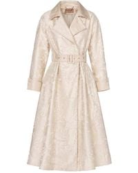 Santinni - Neutrals Charmed Satin Jacquard Trench Coat - Lyst