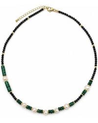 Angel Barocco - Malachite, Crystal & Baroque Pearl Beaded Necklace - Lyst