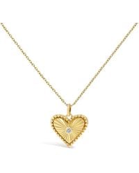 Haus of Brilliance - 14K Diamond Accent Heart Fluted Medallion Pendant Necklace - Lyst