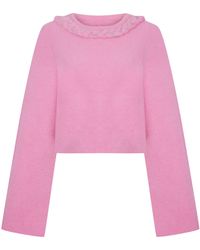 Nocturne - Embellished Knit Sweater Pink - Lyst
