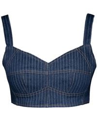 Ofuure - Denim Pinstripe Serena Crop Top - Lyst