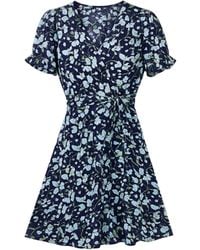 Yumi' - Floral Skater Wrap Dress - Lyst