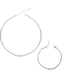 Spero London - Snake Chain Knot Bracelet & Choker Set - Lyst