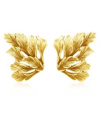 Unaloe - Plated Leaf Stud Earrings – Botanical Statement Design – Handmade Italian Jewelry For - Lyst