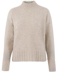 Paul James Knitwear - Neutrals Lambswool Lola Grown On Neck Jumper - Lyst