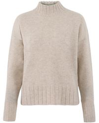 Paul James Knitwear - Neutrals Lambswool Lola Grown On Neck Jumper - Lyst