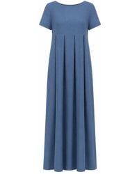 Nikka Place - Maxi Linen Maternity Dress With Short Sleeves And Empire Waist - Lyst