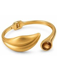 By Ozge - Sculptural Teardrop Amber Plated Statement Cuff Bracelet – - Lyst