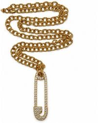Jagged Halo Jewelry - Safety Pin Pendant Long Chain Necklace Plated Stainless Steel - Lyst