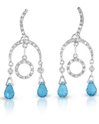 Genevive Jewelry - Provence Silver Turquoise Cz Dangling Earring - Lyst