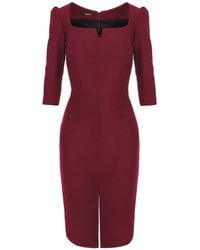 AVENUE No.29 - Rounded Neckline Midi Dress With Front Slit - Lyst