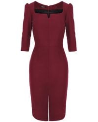 AVENUE No.29 - Rounded Neckline Midi Dress With Front Slit - Lyst