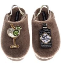 Laines London - Neutrals Flatform Cloud Closed Toe Slippers With Botanical Gin & Glass Brooches - Lyst