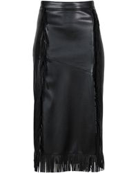Lalipop Design - Vegan Leather Midi Fringe Skirt - Lyst