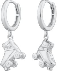 Lily Charmed - Sterling Roller Skate Charm Hoop Earrings - Lyst