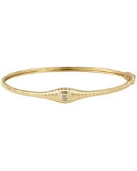 Artisan - 14K Emerald Cut Diamond Ribbed Bangle Bracelet - Lyst