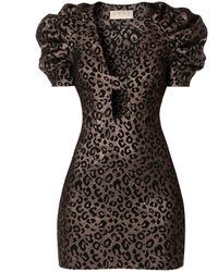 AGGI - Kitty En Cheetah Puffed Sleeves Mini Party Dress - Lyst