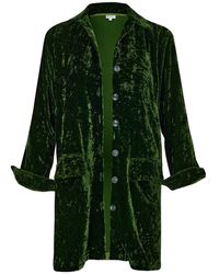 At Last - Kensington Silk Velvet Shirt-jacket In Forest - Lyst