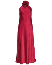Vasiliki Atelier - Belle Scarlet Dress With Crystallized Flower - Lyst