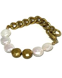 Rachel Nathan - Remix: Pearl & Sand Dollar Coin Bracelet - Lyst