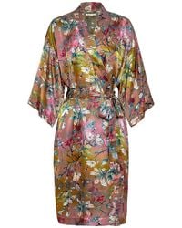 Genevie - Magnolia Silk Kimono Robe - Lyst