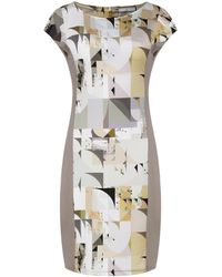 Conquista - Neutrals Geometric Print Dress - Lyst