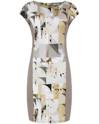Conquista - Neutrals Geometric Print Dress In Silky Stretch Jersey Fabric - Lyst