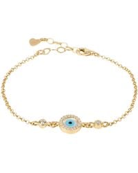 LÁTELITA London - Evil Eye Round Mother Of Pearl Gemstone Bracelet Gold - Lyst