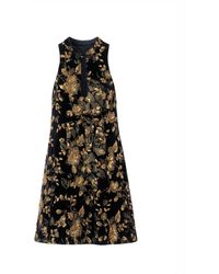 Belsize25 - Golden Garden And Velvet Beaded Floral Halterneck Mini Dress - Lyst