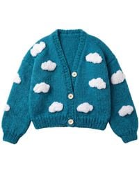 Ana Chic - Cloud Motif Handmade Knitted Cardigan - Lyst