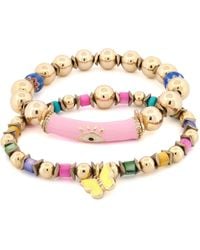 Ebru Jewelry - Butterfly Evil Eye Harmony Beaded Bracelet Set - Lyst