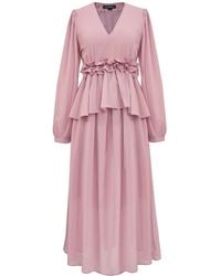 Smart and Joy - Long Ruffle Chiffon Dress - Lyst