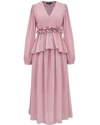 Smart and Joy - Long Ruffle Chiffon Dress - Lyst