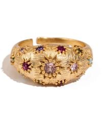 Ebru Jewelry - Golden Sunburst Multi Gemstone Adjustable Ring - Lyst
