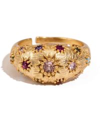 Ebru Jewelry - Golden Sunburst Multi Gemstone Adjustable Ring - Lyst