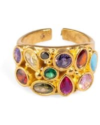 Ebru Jewelry - Teardrop Colorful Multi Gemstone & Adjustable Statement Ring - Lyst