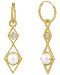 Spero London - Sterling Rhombus 3D Pearl Earrings - Lyst