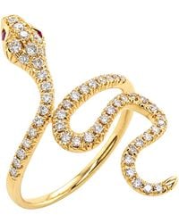Artisan - 18K Ruby & Diamond Carved Snake Statement Ring - Lyst