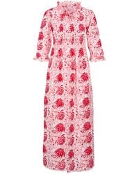 At Last - Cotton Annabel Maxi Dress In Botanical & Pink Flower - Lyst