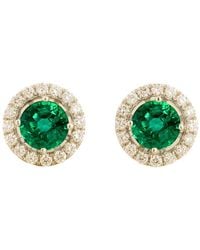 Juvetti - Floret Earrings Set With Emerald & Diamond - Lyst
